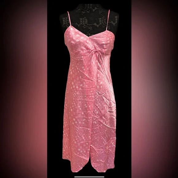 Secret Treasures | Dresses | Barbie Core Y2k 9s Pink Snake Skin Front Slit  Silky Slip Dress | Poshmark